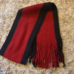 Red and Black Fringe Winter Scarf